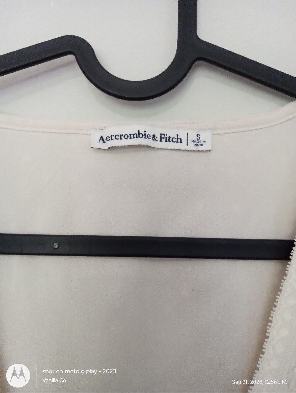 Abercrombie & Fitch Tie Front Long Sleeve Blouse Small Cream - Picture 4 of 11